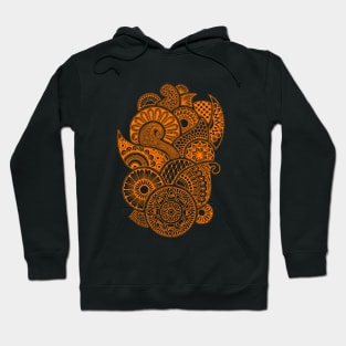 Abstract Mandala design (orange on black) Hoodie